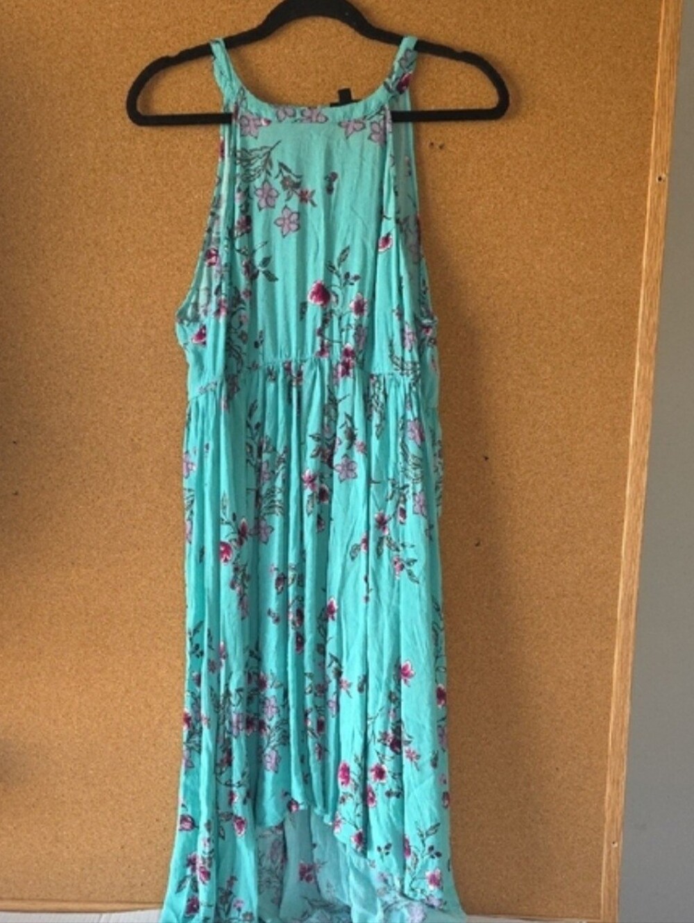 Torrid Floral Maxi Hi-low Spring Dress - Aqua and Red Sz 00 Or M/L